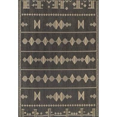 gbcb43B Alexandra Aztec Charcoal 2 ft. x 8 ft. Indoor/Outdoor Runner Patio Rug