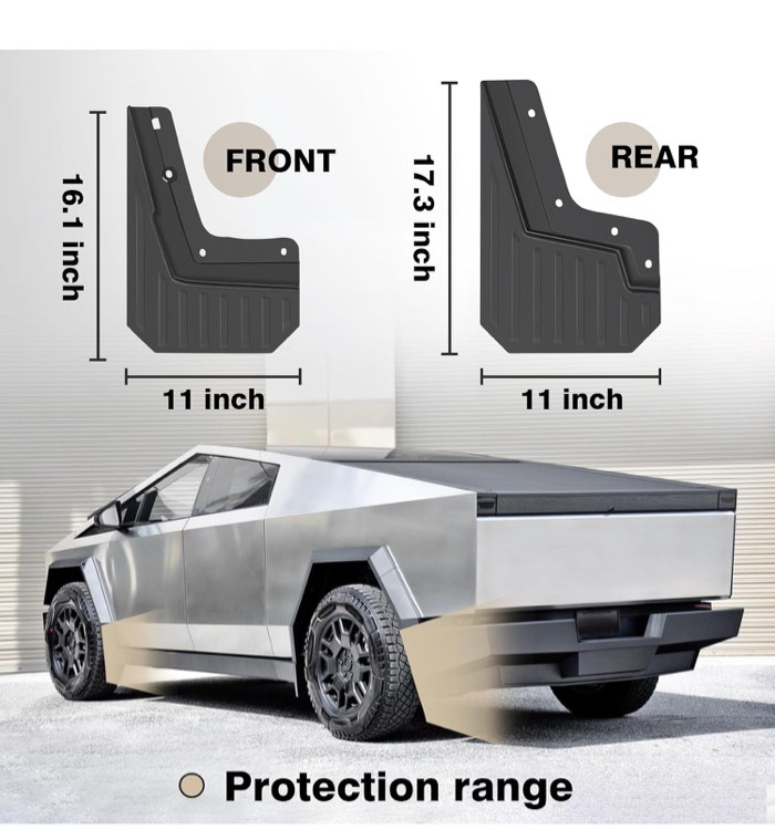 Muslogy Rally Style Mud Flaps Compatible with Tesla Cybertruck 2023 2024 2025 Mudguard Splash Guards Fender Protection Front & Rear 4pcs Set TPE Material All Weather No Drilling Exterior Accessories