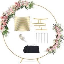 Antizz 6.6FT Round Balloon Arch Stand kit Metal Circle Backdrop Stand Frame Wedding Arches with Storage Bag for Gender Reveal Baby Shower Ceremony Birthday Party Decorations