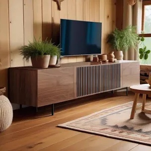 Mid Century Modern TV Stand with 4 Storage Cabinets for Living 