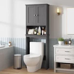 Eftimie 74.8" H Freestanding Over the Toilet Storage grey