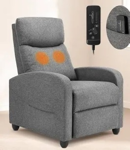 SMUG Recliner Chair Living Room Recliner with Adjustable Backrest and Footrest Modern Design for Home Upholstered Armchair in Soft Fabric, Grey, Linen