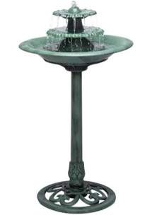Alpine Corporation TEC106 Outdoor 3 Tiered Pedestal Water Fountain and Birdbath for Garden, Patio, Yard, and Deck, 35" Tall, Green