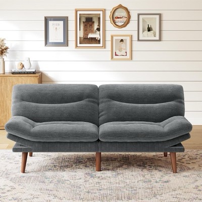 Marsail 75" Futon Sofa Bed, Futon Couch with Adjustable Backrest & Armrests