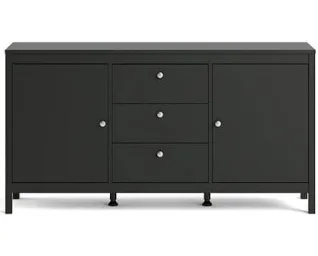 Madrid Sideboard 2 doors + 3 drawers in Matt Black white gloss sideboard