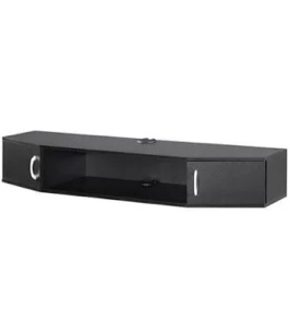 FITUEYES Floating TV Stand Wall Mounted TV Shelf with Door Wood Media Console Entertainment Center Under TV Floating Cabinet Desk Storage Hutch for Home and Office Black