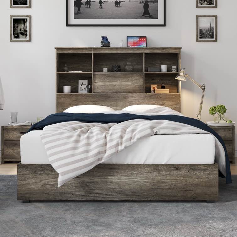 Tryston Lighted LED Bookcase Bed