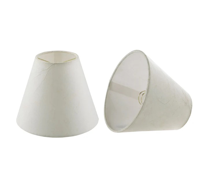  32672-X SMALL HARDBACK EMPIRE SHAPE CHANDELIER CLIP-ON LAMP SHADE SET OF 2, 5, 6, AND 9, TRANSITIONAL DESIGN IN OFF WHITE, 6" BOTTOM WIDTH (3" X 6" X 5