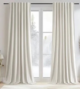 Ike Velvet 100% Blackout Curtains, Back Tab Hooks Drapes