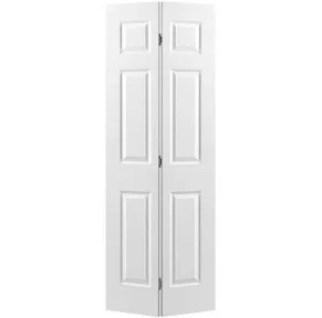 Paneled Manufactured Wood Hollow Primed Textured 6 - Panel Bi - fol