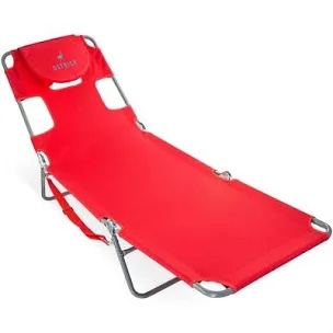 Ostrich Ladies Comfort Lounger with Chest Support, Portable Reclining Outdoor Patio Beach Lawn Camping Pool Tanning Chair, red