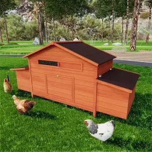 Large Wooden Chicken Coop With Nesting Boxes And Secure Predator Defense