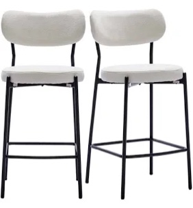 Medfield 26" Modern Upholstered Bar Stools with Curved Backrest (Set of 2)