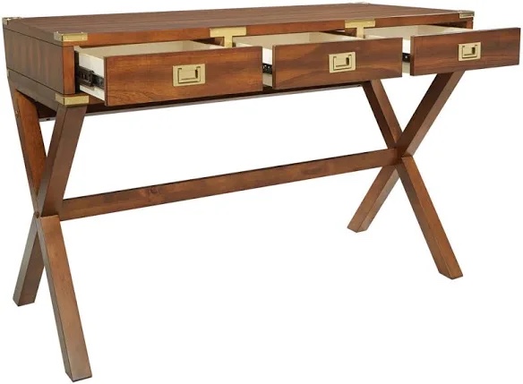 Harrison Solid Wood Base Writing Desk with Power Outlet 
