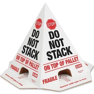 60 Pcs Do Not Stack Cones 8 x 8 x 10" Do Not Stack Pallet Cones Corrugated Cardboard Safe Shipping and Handling Alerts for Repository Loading Docks (Red White)