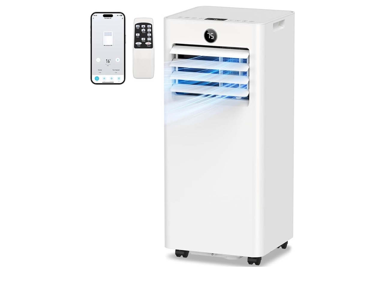 Portable Air Conditioner 16,000-Btu-AC Unit 5-in-1 WiFi Smart Portable Air Conditioner with App, Cooling Rooms up to 750 Sq.Ft, Fan & Dehumidifier, Remote, 24H, Window Kits for Room Indoors