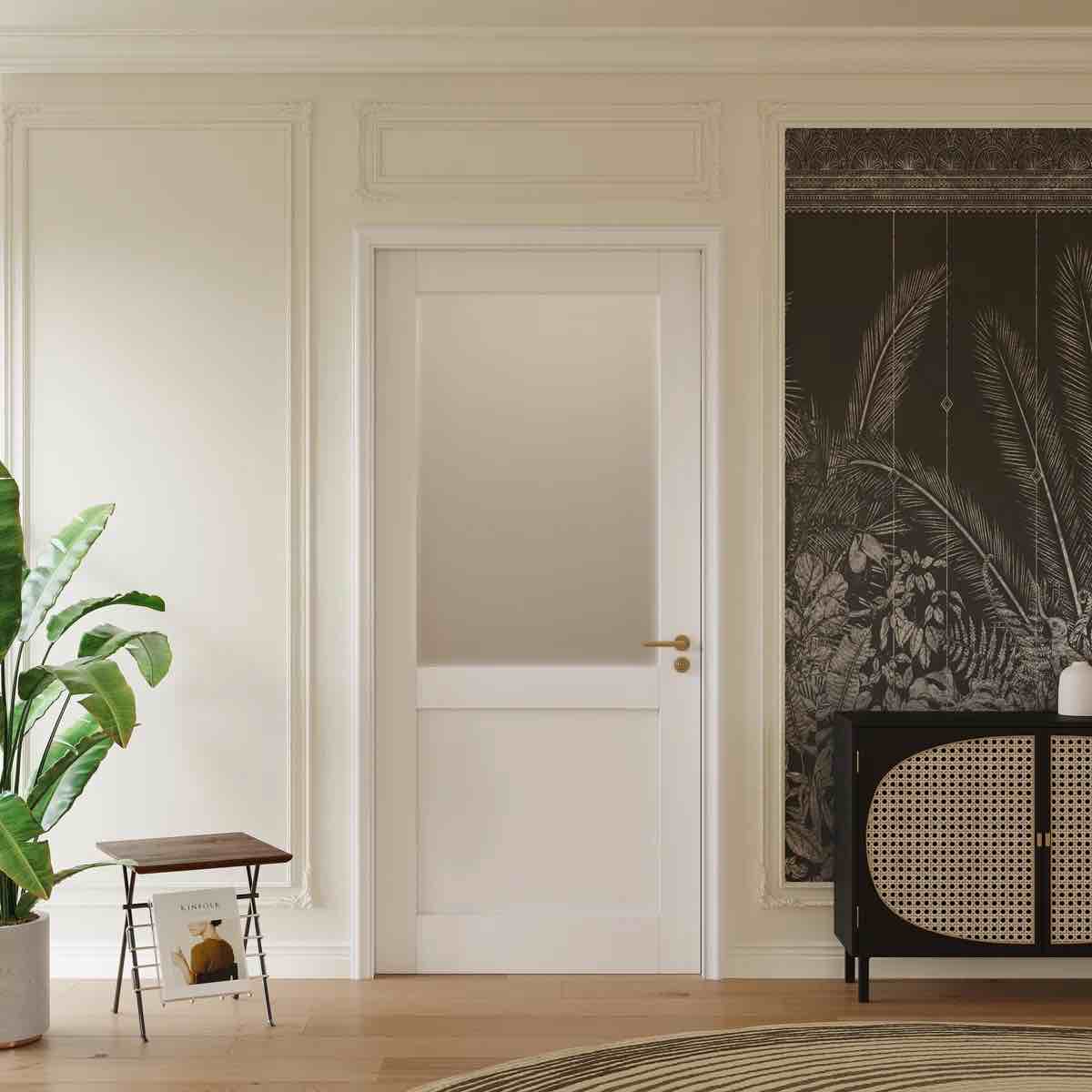 36 x 80 Pantry Door Frosted Half Glass and Manufacture Wood White Standard Door