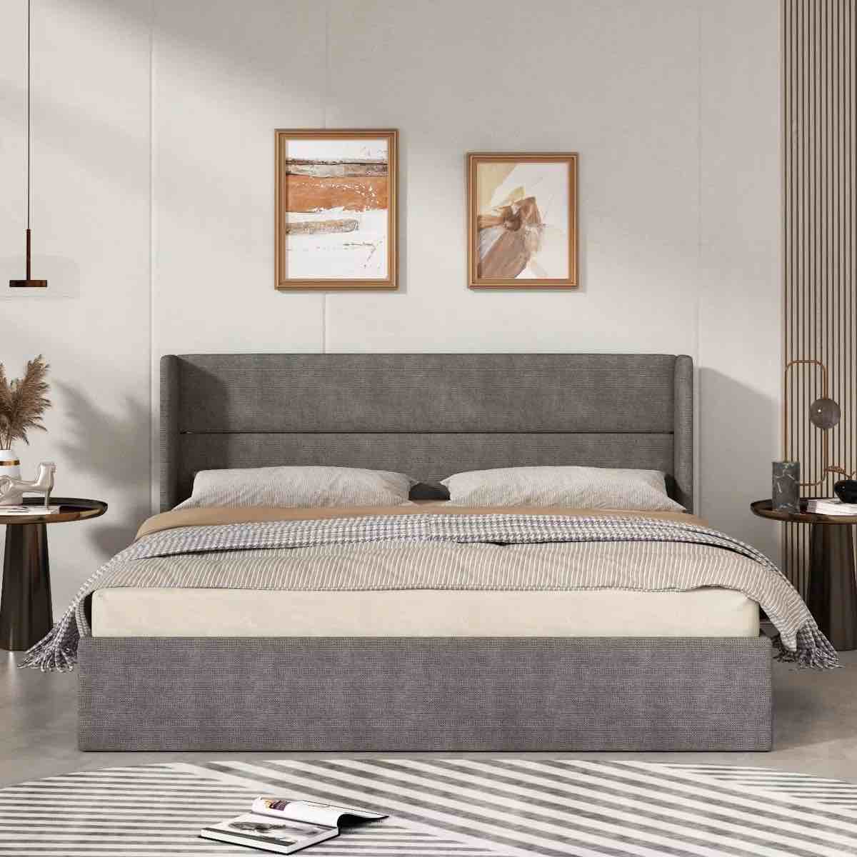 Gaillarde Hydraulic Lift Up Storage Upholstered Platform Bed - King