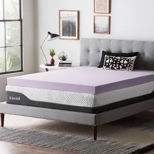 LUCID Ventilated Design 4 Inch Lavender Infused Memory Foam Mattress Topper, Full