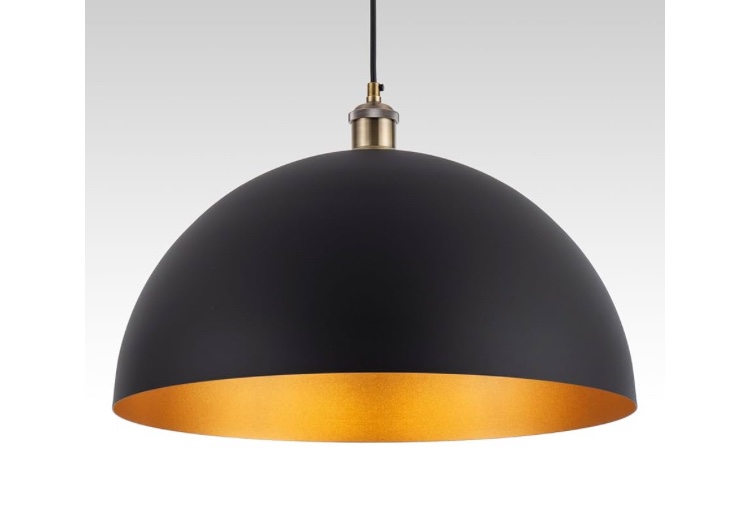 Thor 1-Light Pendant, Gold and Faux Wood, Adjustable White Fabric Cord, 60W E26 Compatible, 9 Inch Wide, Modern Hanging Light for Kitchen, Dining Room, Living Room, Bedroom