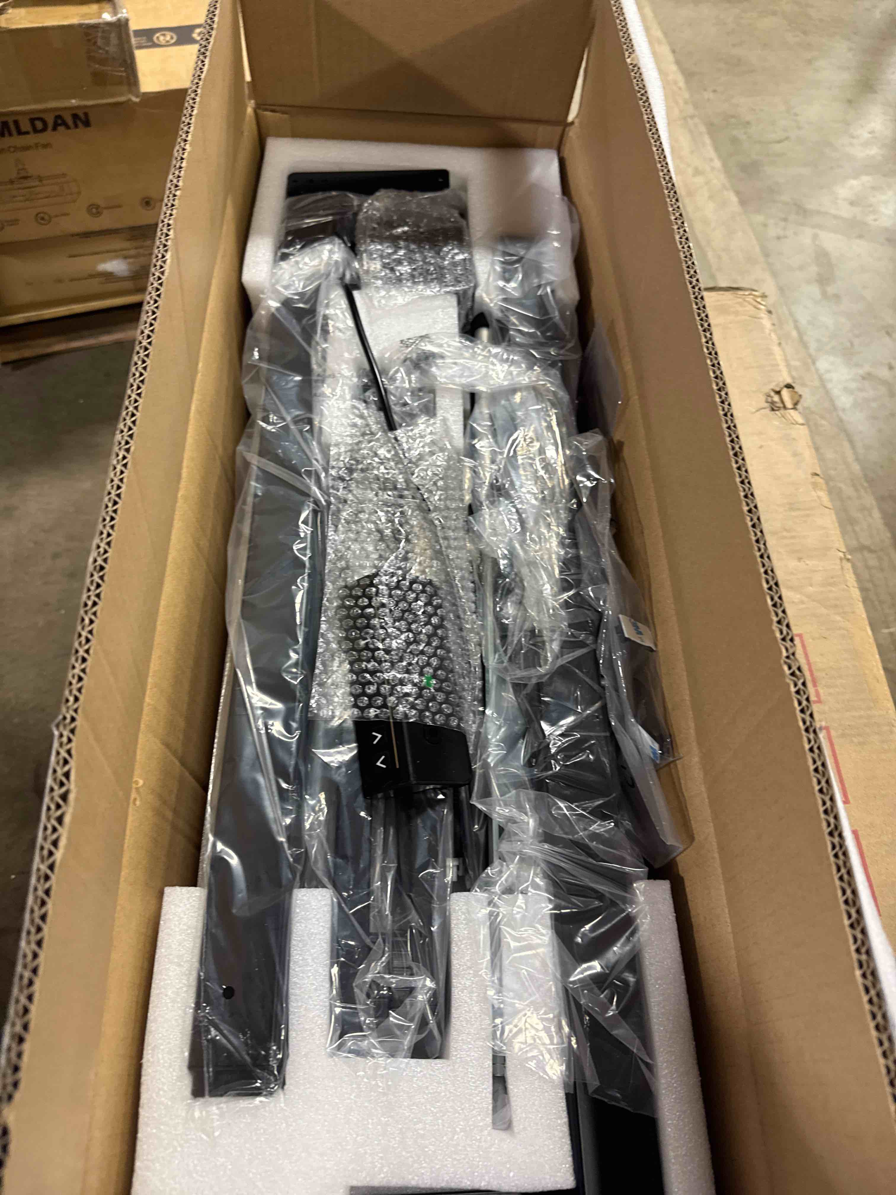 Condition photo showing New/Like New for HUANUO 32" Small Electric Standing Desk Adjustable Height, 4 Memory Height Settings, Sit Stand Up Desk for Home Office & Computer Workstation, Vintage Brown 32" x 19" Rustic Brown