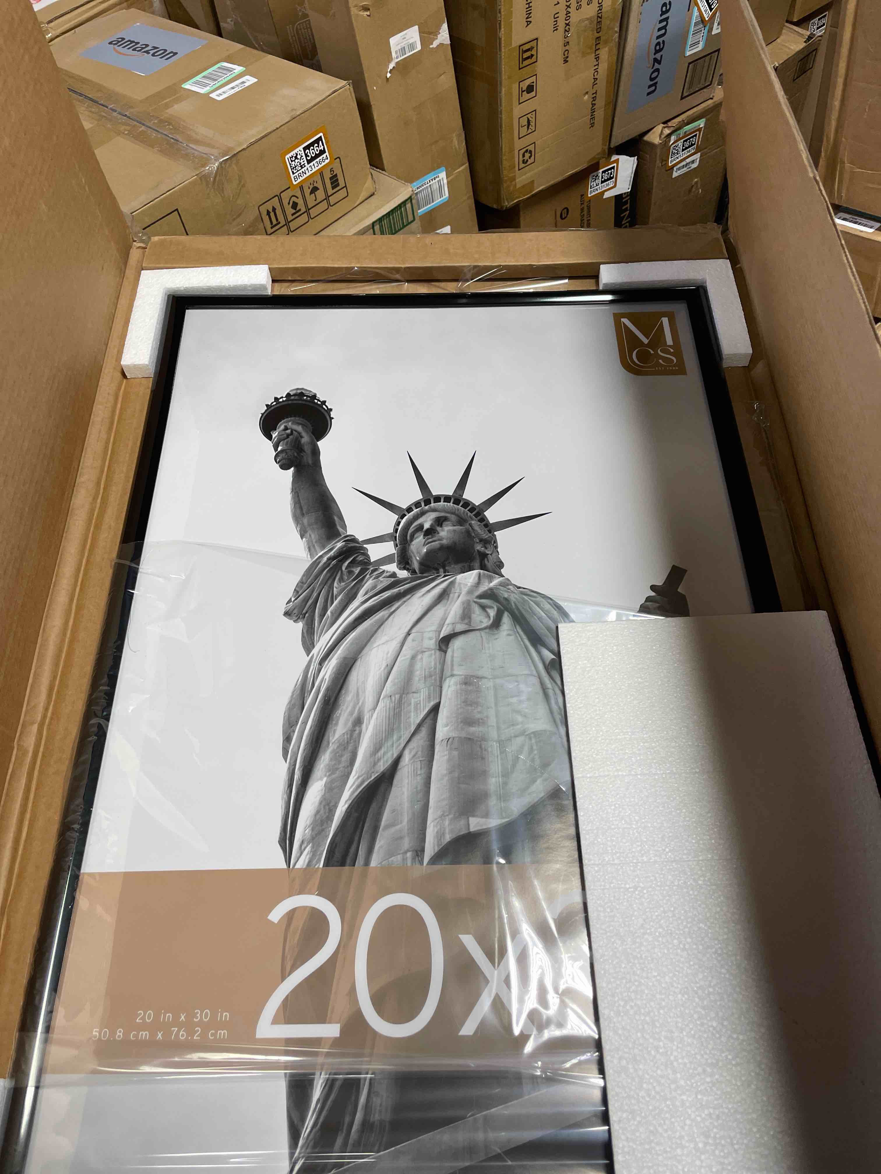 Condition photo showing New/Like New for MCS Trendsetter 20x30 Poster Frame Black High-Gloss, Vertical & Horizontal Wall Hanging Large Picture Frame for Photos, Posters & Art Prints (1-Pack) 1-Pack 20x30