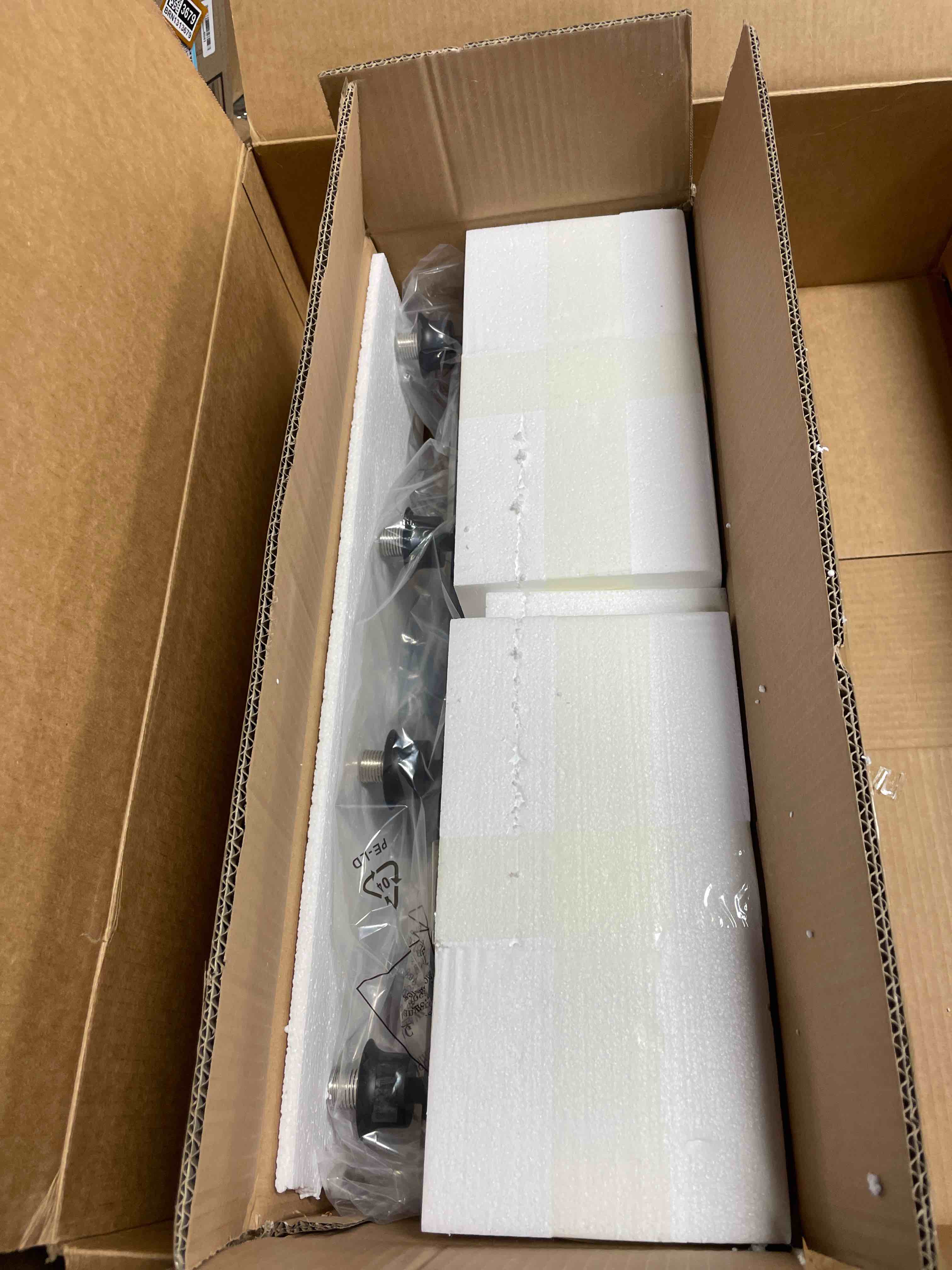 Condition photo showing New/Like New for Yaohong 4-Light Matte Black Bathroom Vanity Light Fixtures Over Mirror Mid Century Modern Light Fixture with Milk White Glass Globe Wall Sconce (Included Bulb)