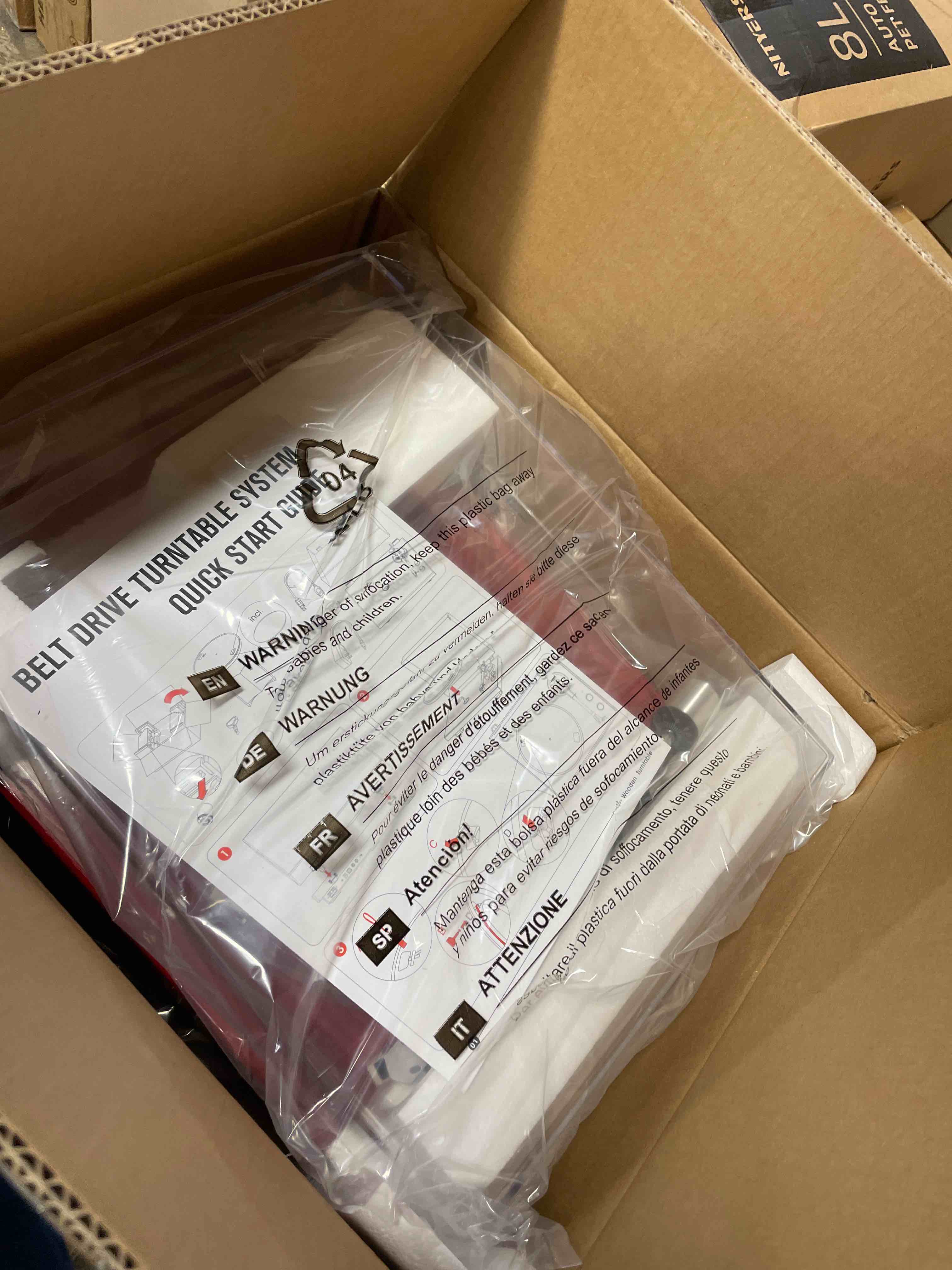 Condition photo showing New/Like New for Belt Drive Turntable for Vinyl Record Player,Connect with Bluetooth Speakers or Active Speaker,Built-in Phono Pre-amp,USB Digital Output, Magnetic Cartridge,High-Gloss Wood Design(Red)