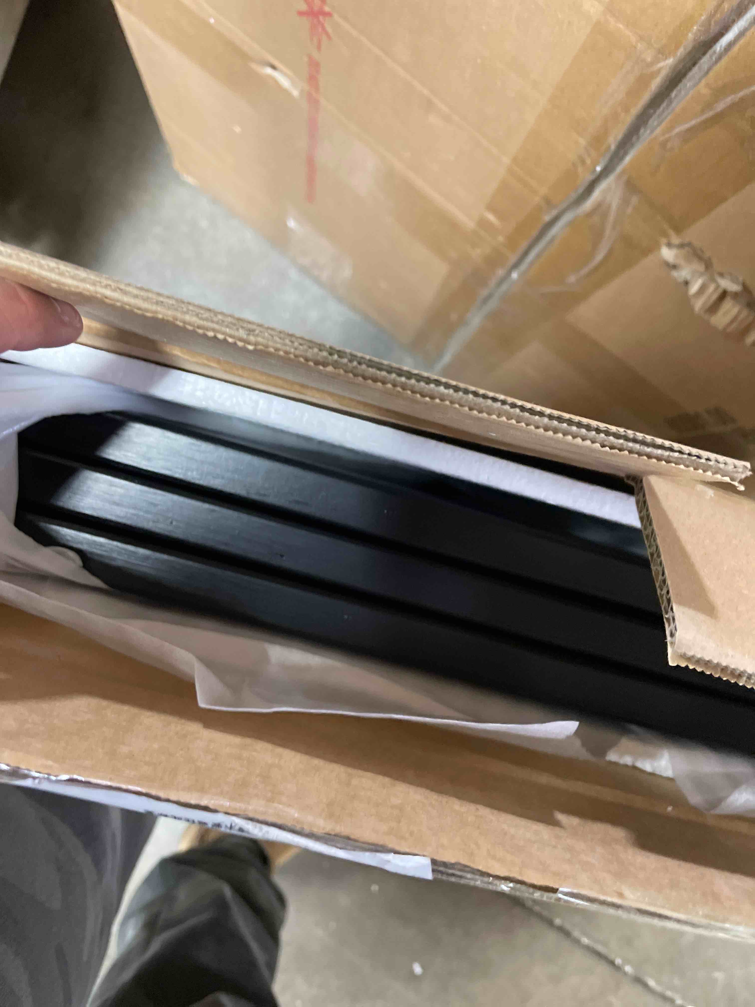 Condition photo showing New/Like New for Black 18-55" Wide Dog Gate Indoor, Bamboo Dog Gates for The House Doorways Stair, Freestanding Safety Pet Gates for Dogs, Doogie Puppy Fence Gate