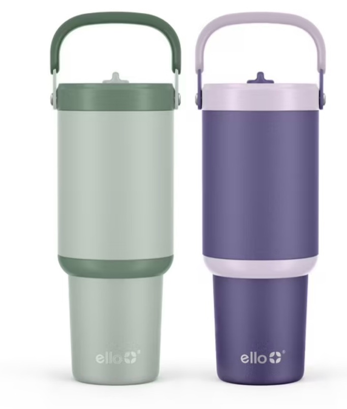 ello oasis go 30oz leak-proof stainless steel tumbler, 2 pack