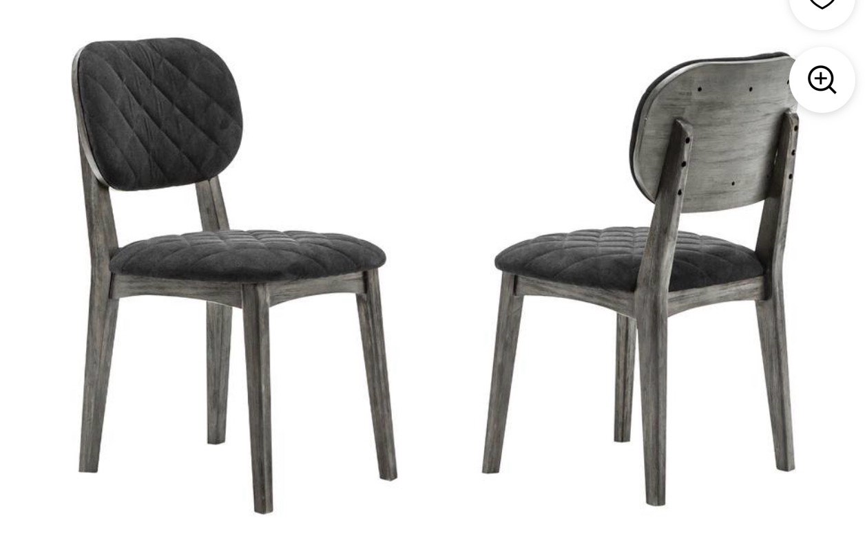 Armen Living Katelyn Fabric/Wood Dining Chair in Midnight Black/Gray (Set of 2)