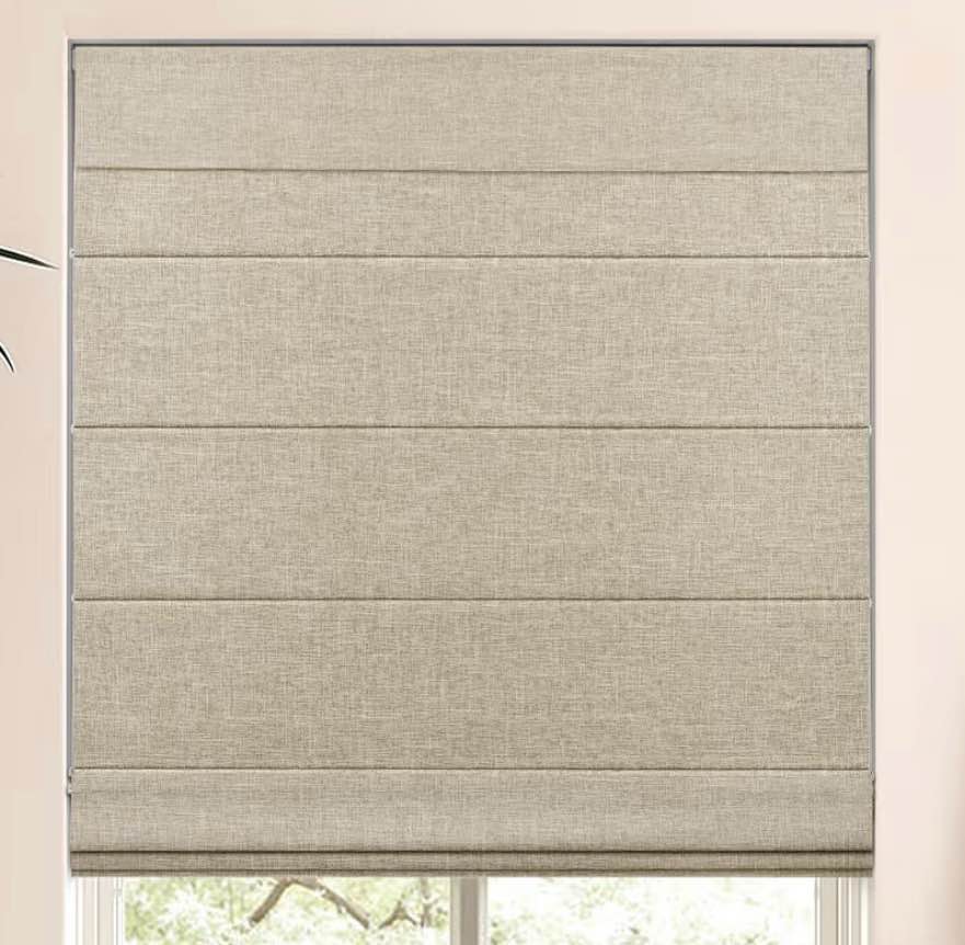 LazBlinds No Tools No Drill Cordless Roman Shades for Windows, Blackout Thermal Insulated UV Blocking Window Blinds, Lightweight Fabric Blinds for Indoor Windows, 39" W x 60" H, Blackout - Beige