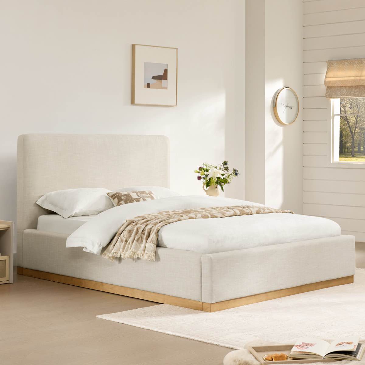 delpha grounded upholstered wood base bed by joss & main
