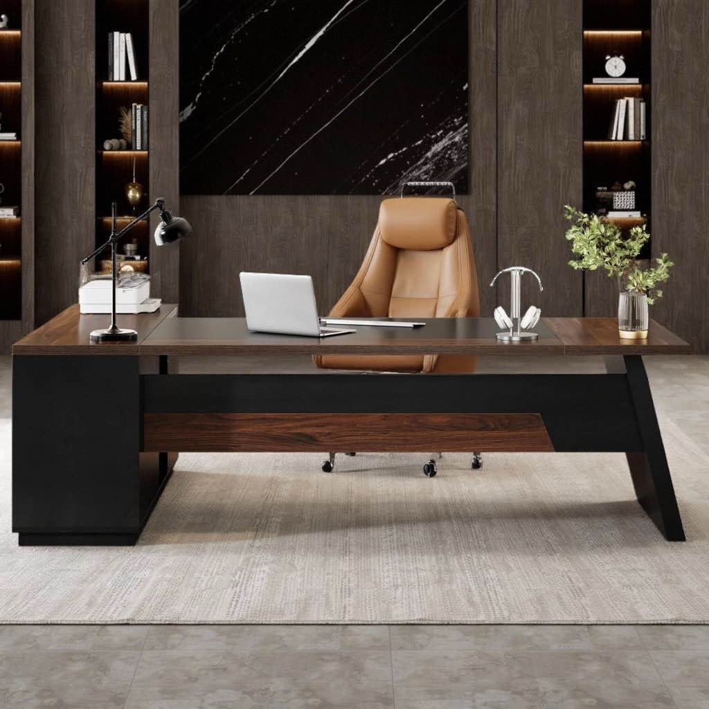 L-Shaped Executive Office Desk With Drawers By Latitude Run®