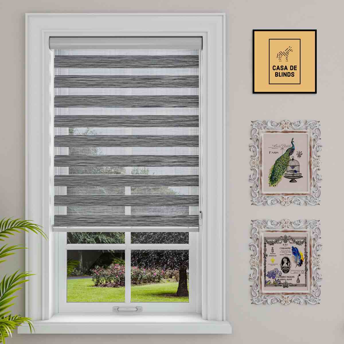 zebra blinds window dual layer roller shades, corded horizontal blind, bedroom, privacy, 39" w x 72" length by symple stuff