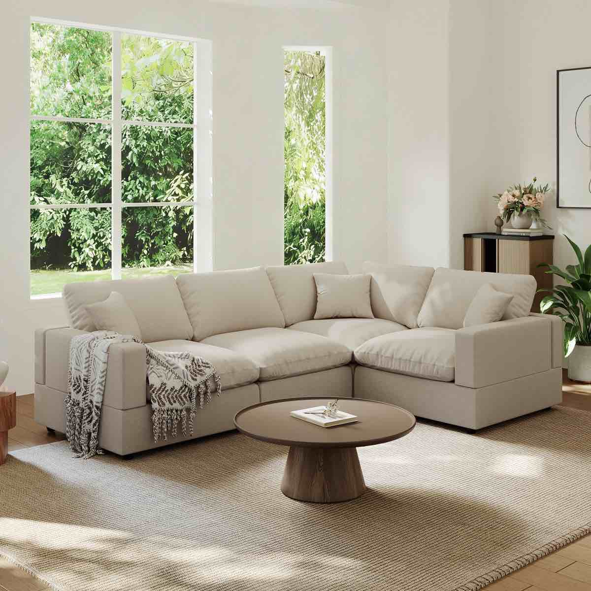 upholstered cloud couch, modular sectional sofa l-shaped couch for living room bedroom by latitude run® (middle module only)