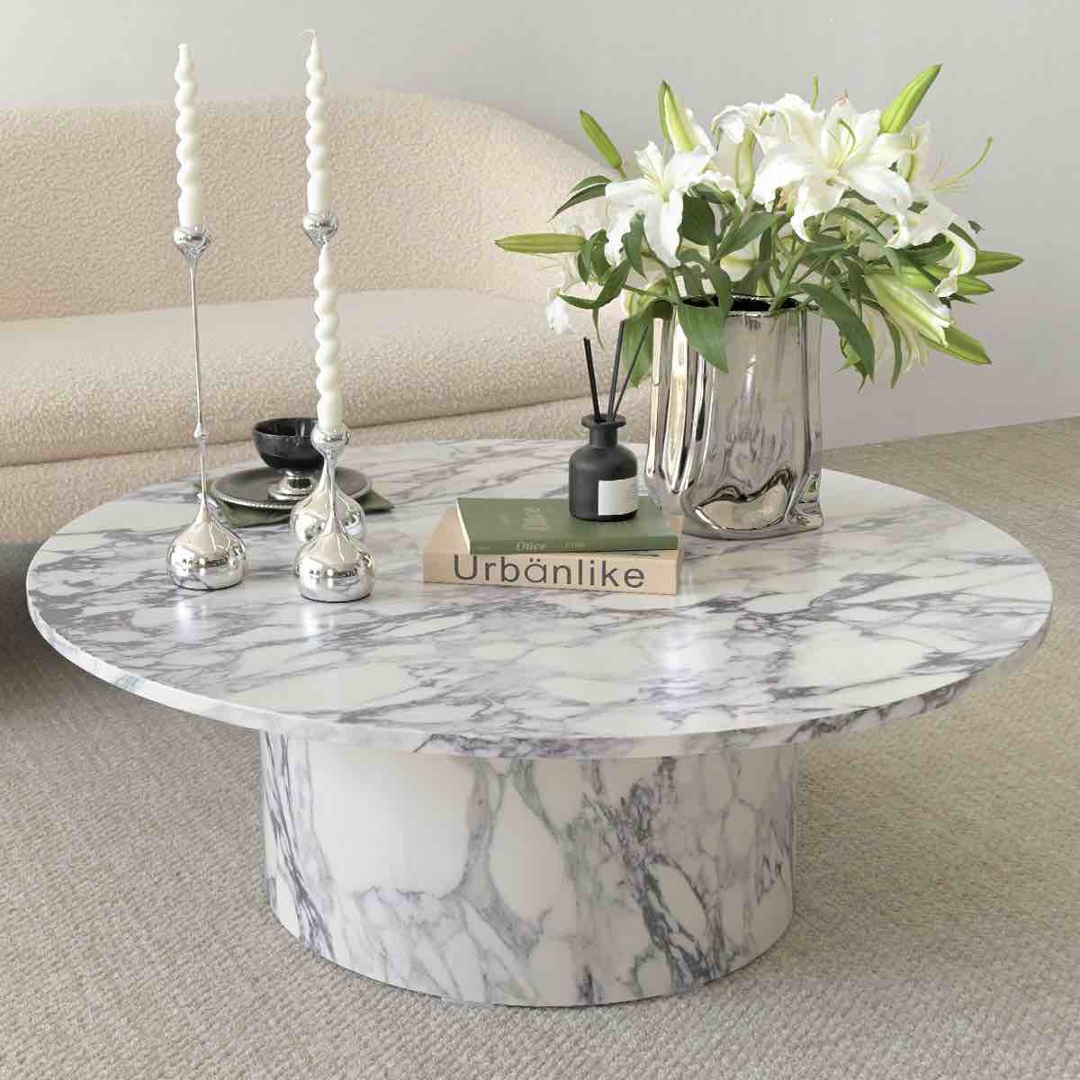 Asherville 40" Faux Marble Round Pedestal Coffee Table By Wrought Studio™ (table base only)
