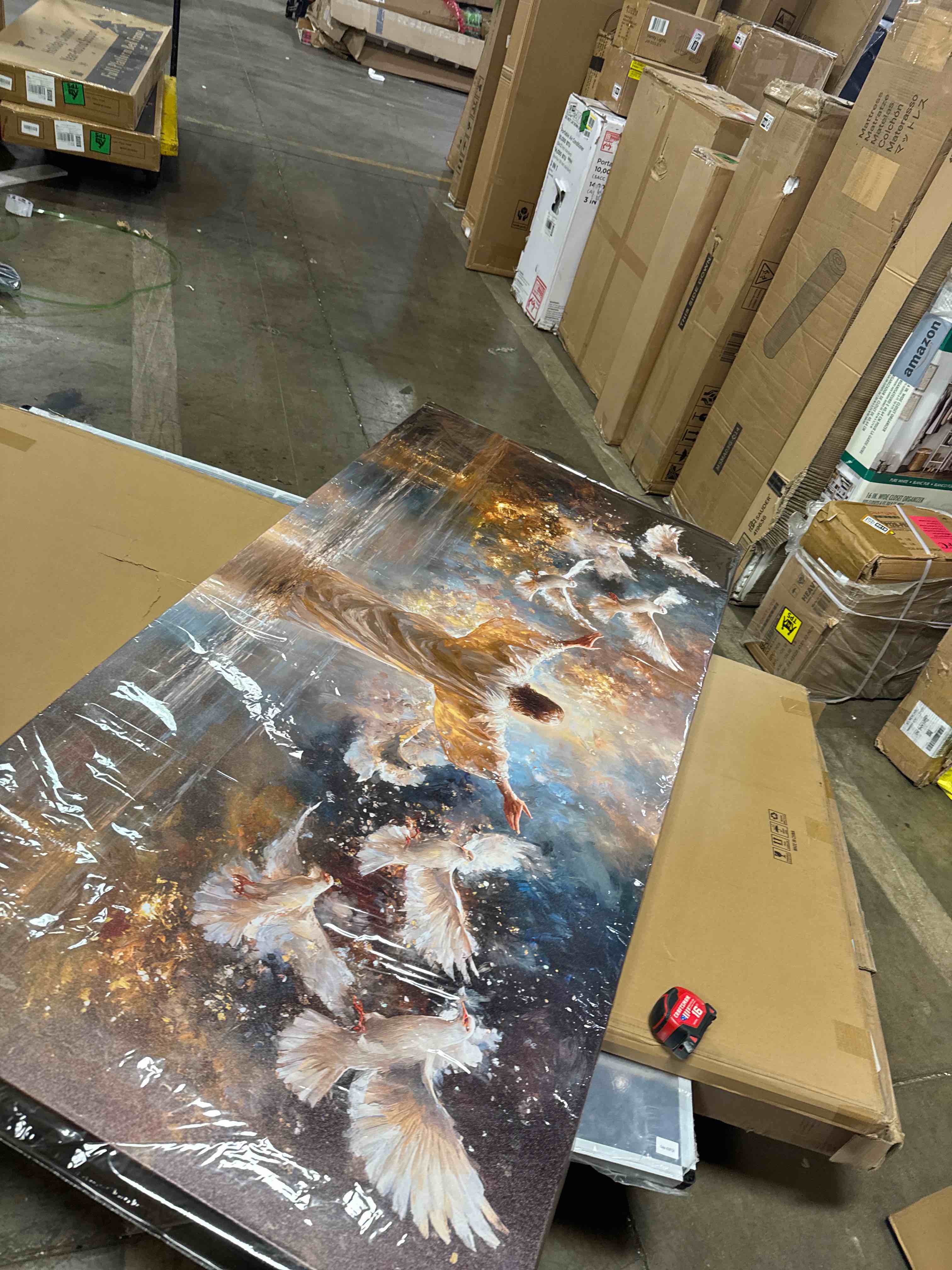 Condition photo showing New/Like New for extra large jesus canvas wall art for living room christianity picture prints christian poster prayer room watercolor abstract jesus walking on water painting religious artwork home decoration 35x70”