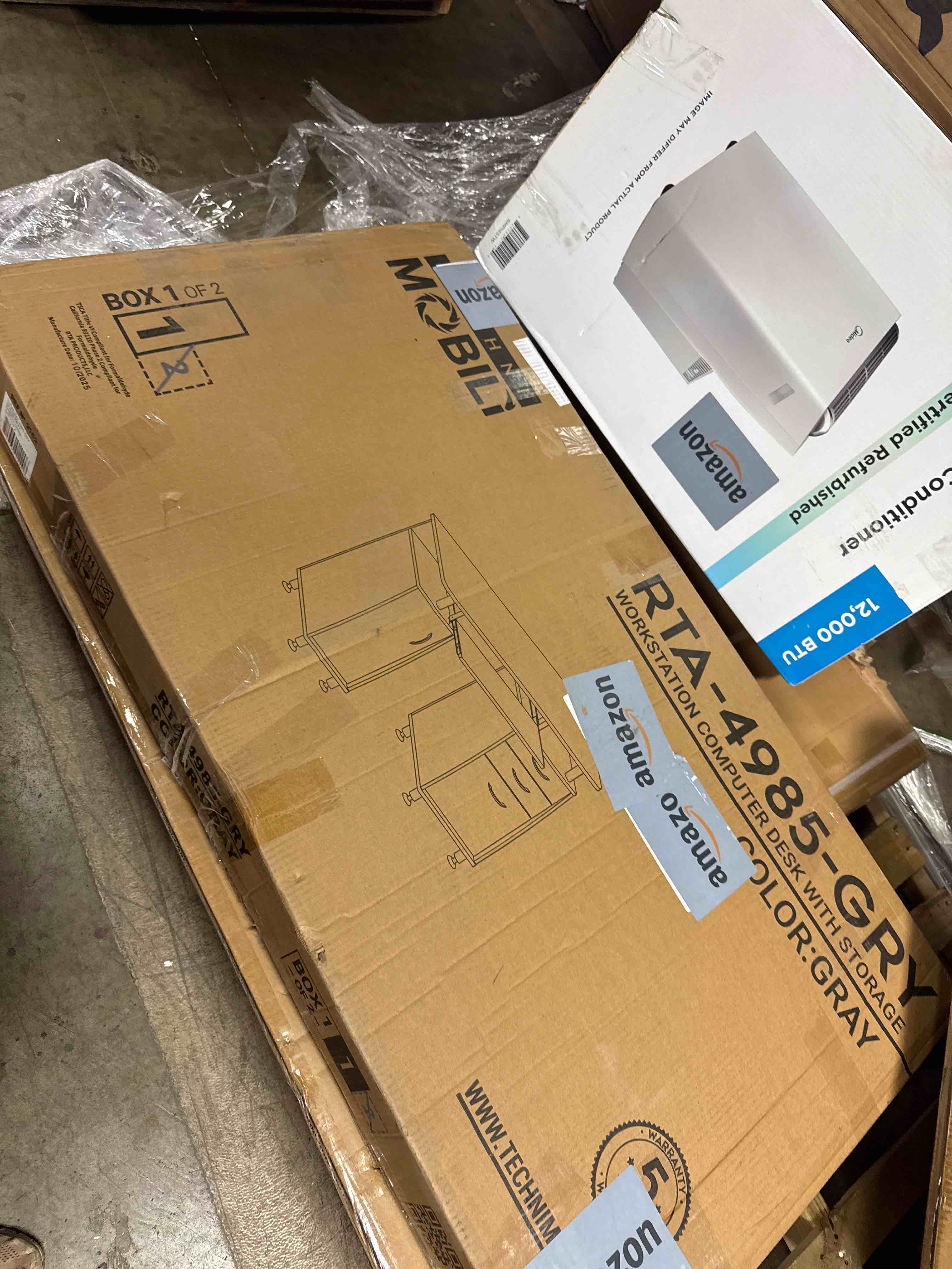 Condition photo showing Good Condition for techni mobili complete workstation computer desk with storage ( 2 boxes total)