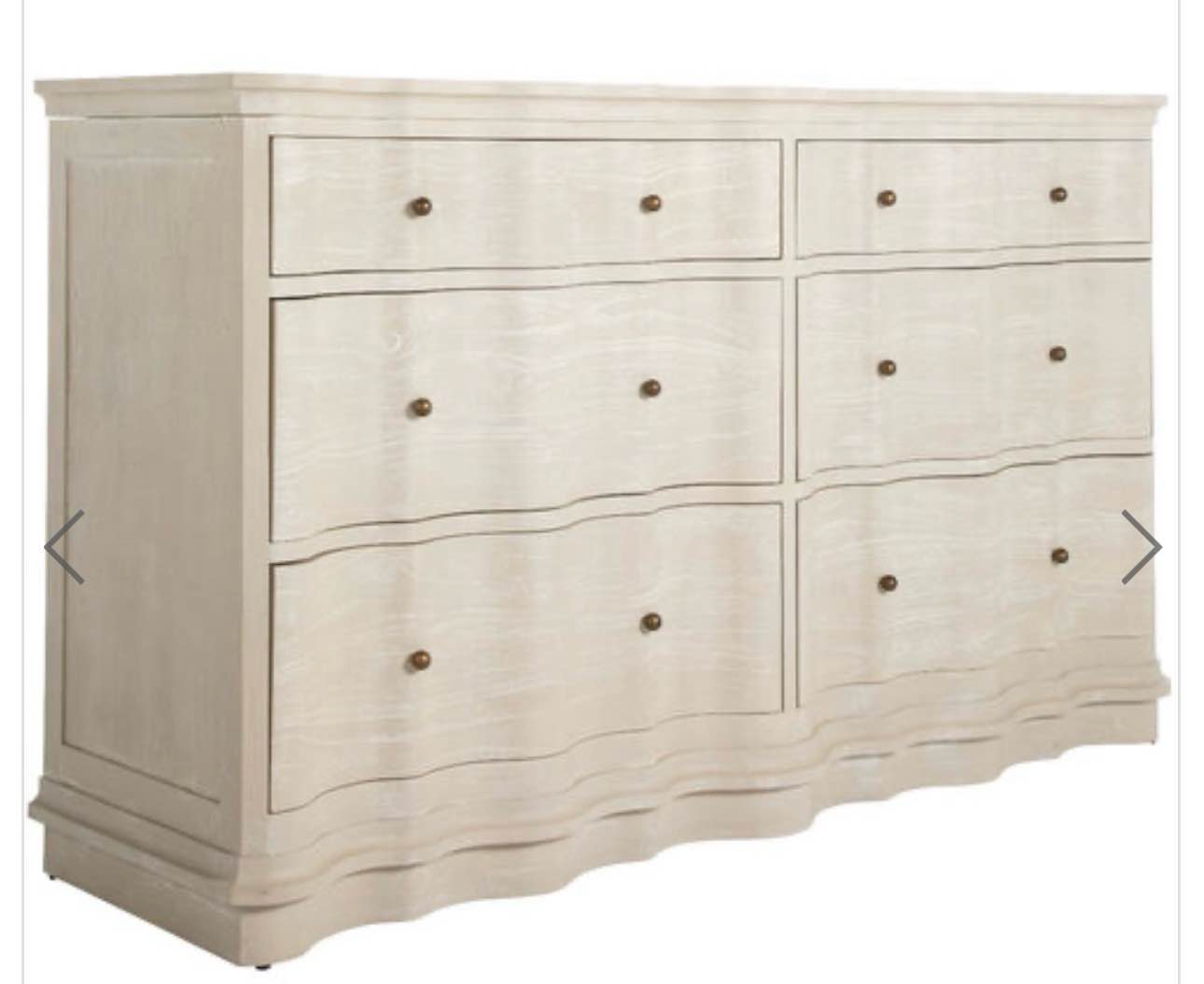 BRAND NEW Meredith Textured Cerused White / Stained Brass Dresser  (Row 3)