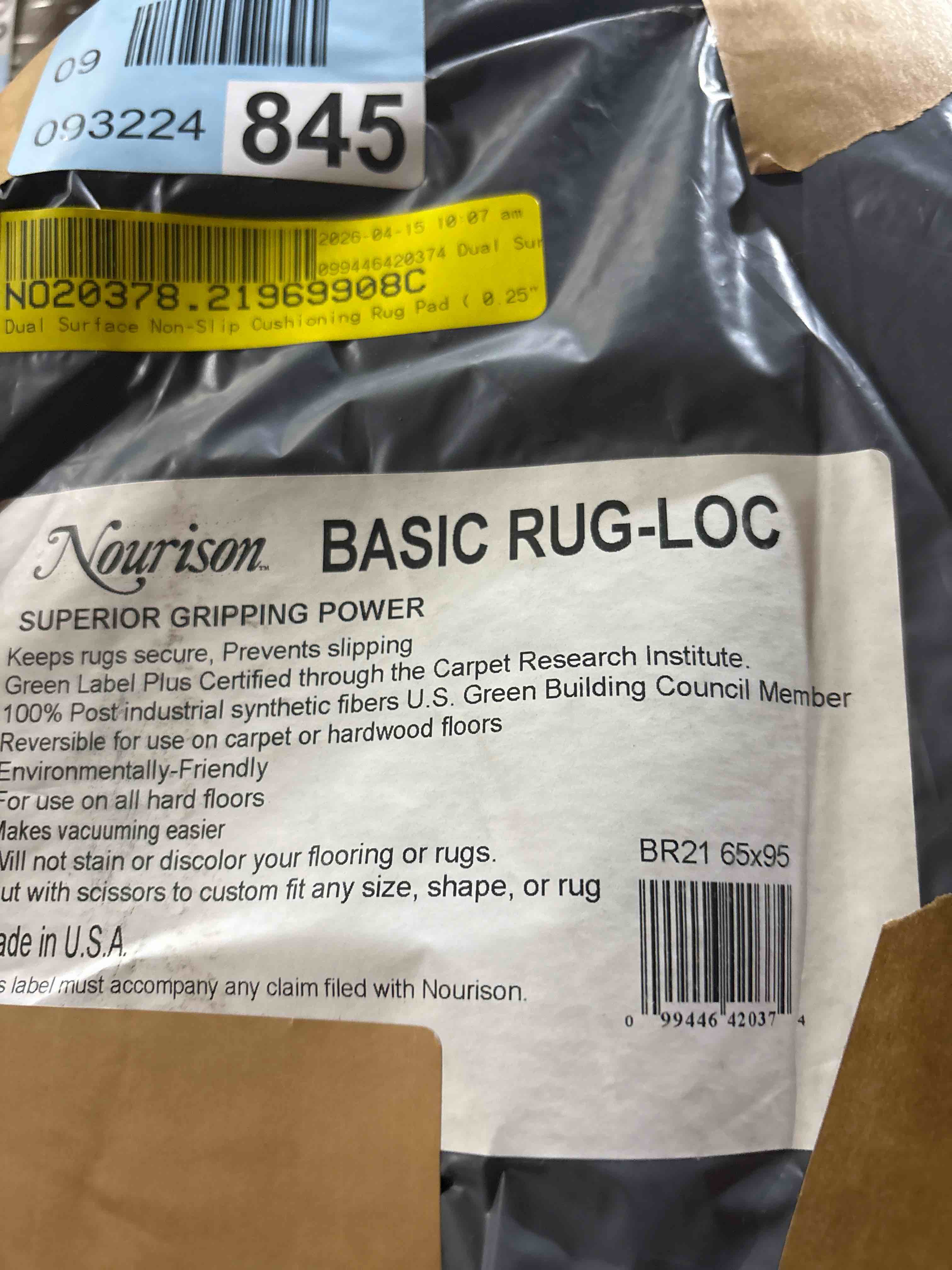 Condition photo showing New/Like New for nourison basic rugloc 5 5  x 7 11  rectangle non-slip rug pad