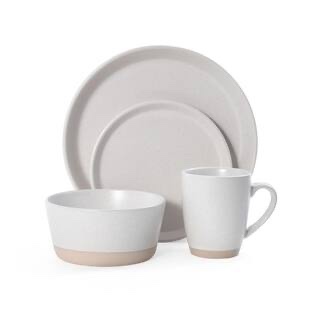 hudson 16-piece beige stoneware dinnerware set