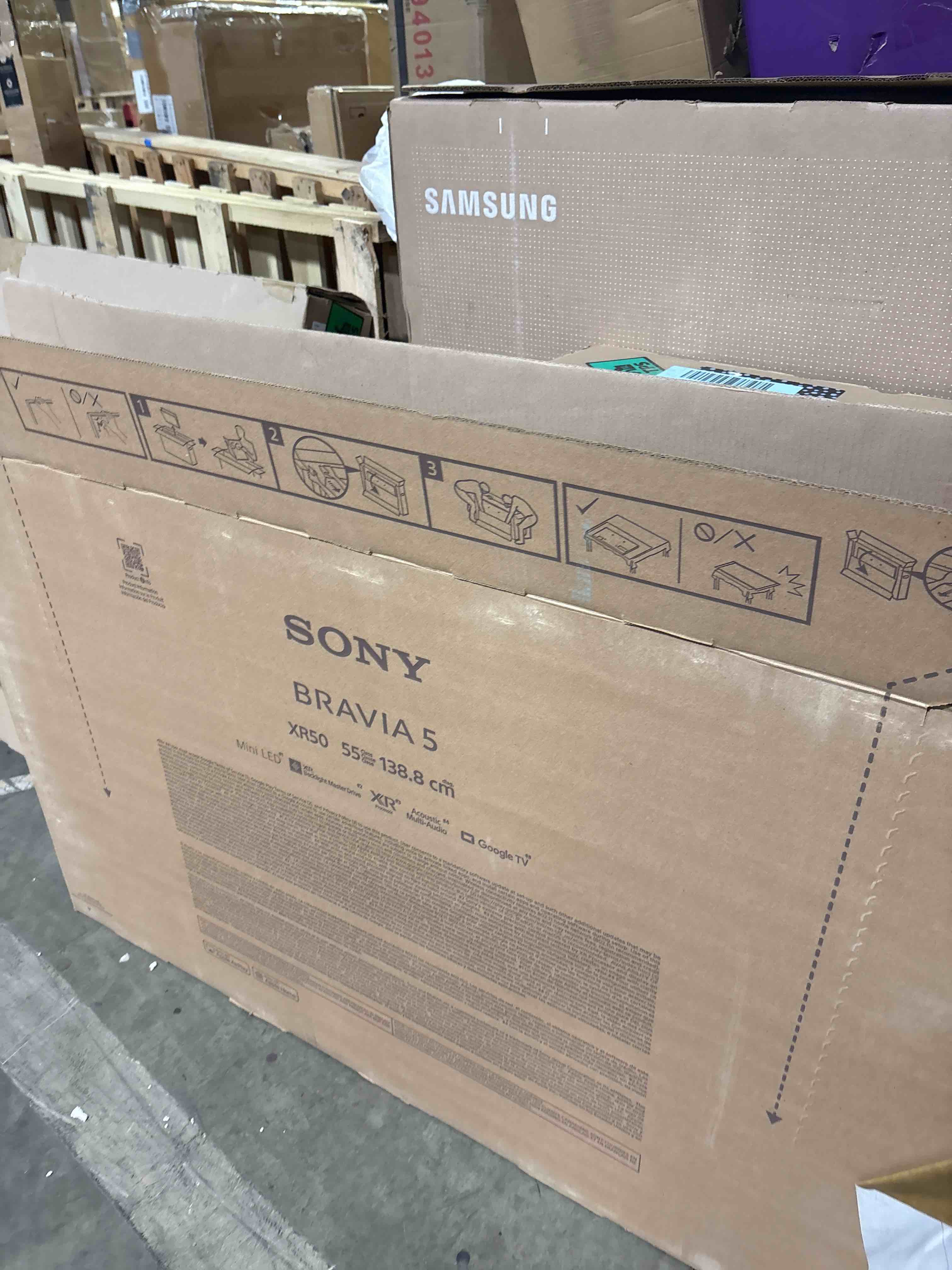 Condition photo showing As Is for sony 55” class bravia 5 mini led 4k hdr smart google tv k-55xr50  2025 model