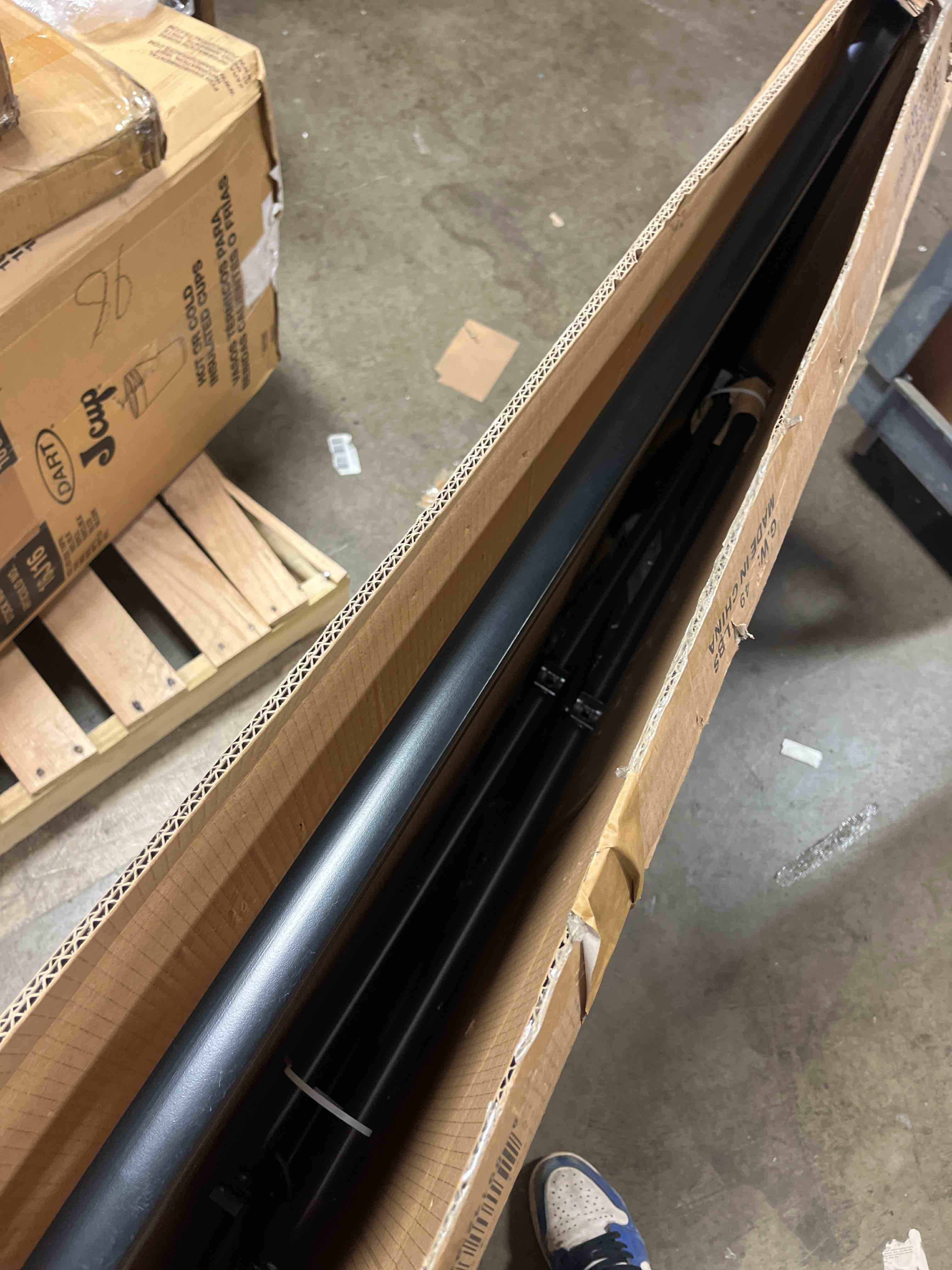 Condition photo showing Good Condition for alamont home - tory contemporary patio table - clear top/black frame, frame only! 