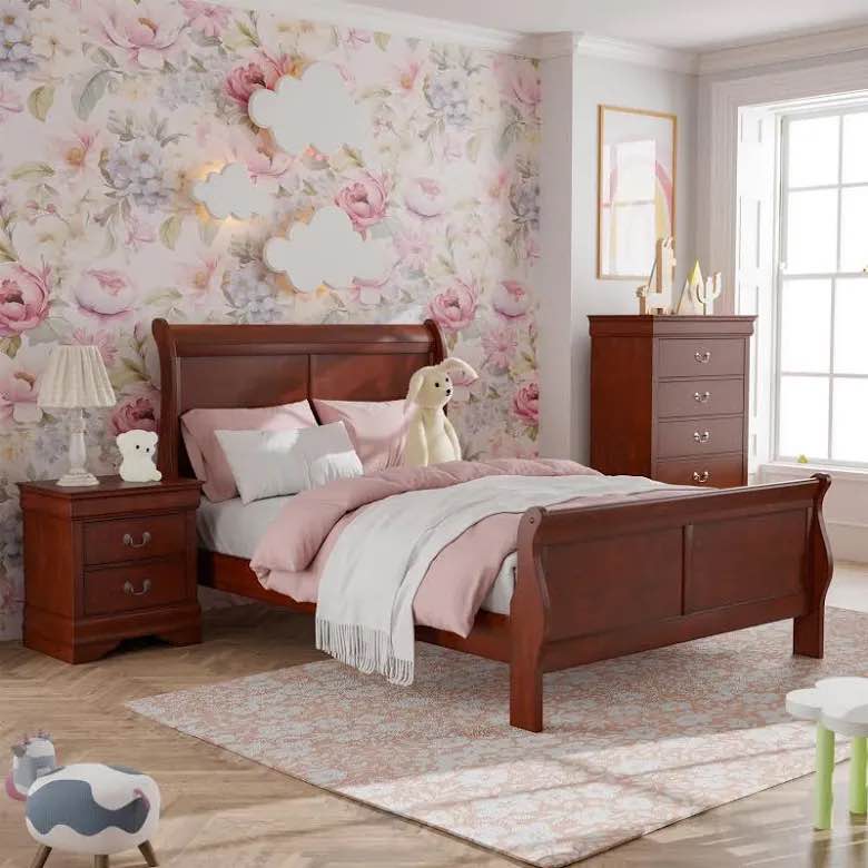 Furniture of America Arabella Wood Bed Queen, (Rails Only)