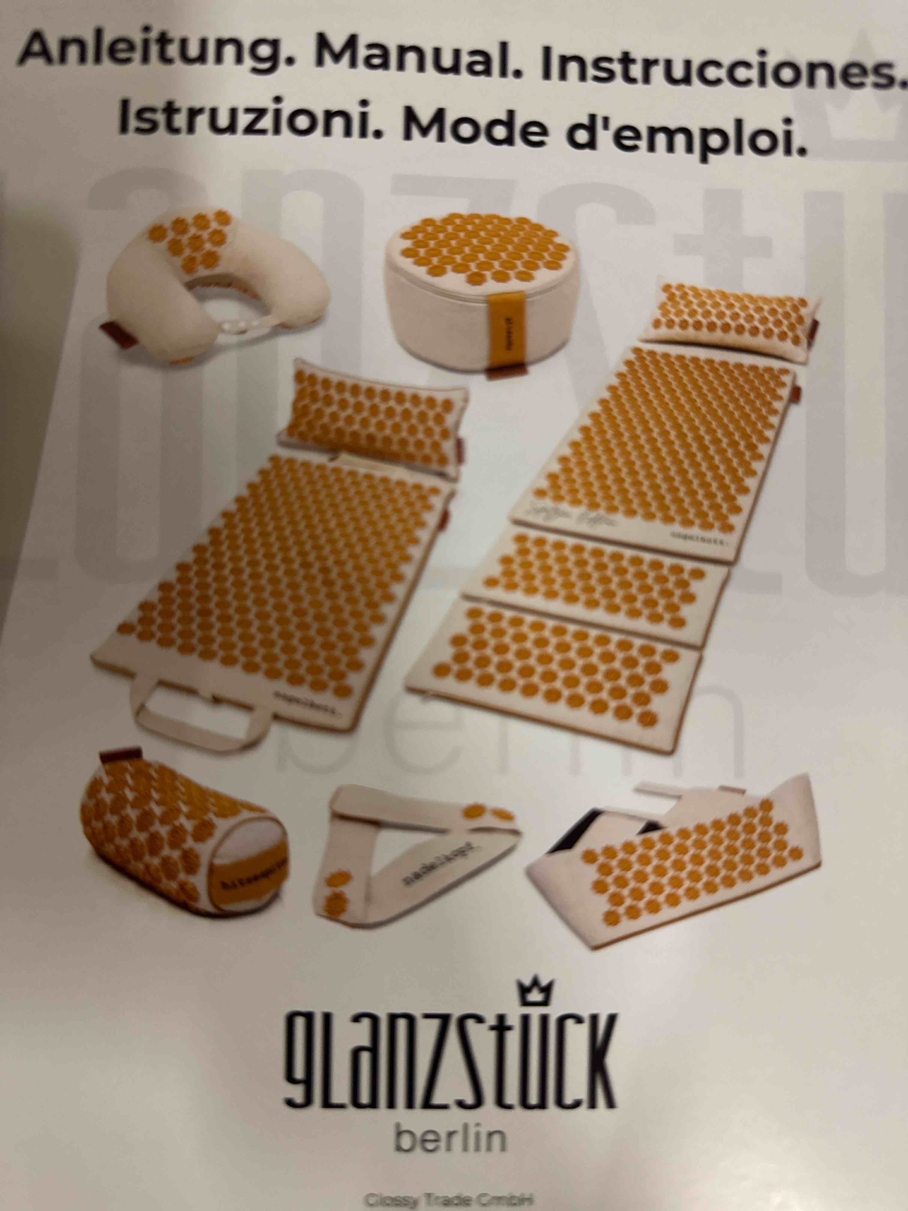 Condition photo showing Good Condition for glanzstück berlin acupressure mat set premium, beginner suitable, made of linen, neck and back pain relief, with pillow (heat function) & bag, sustainable