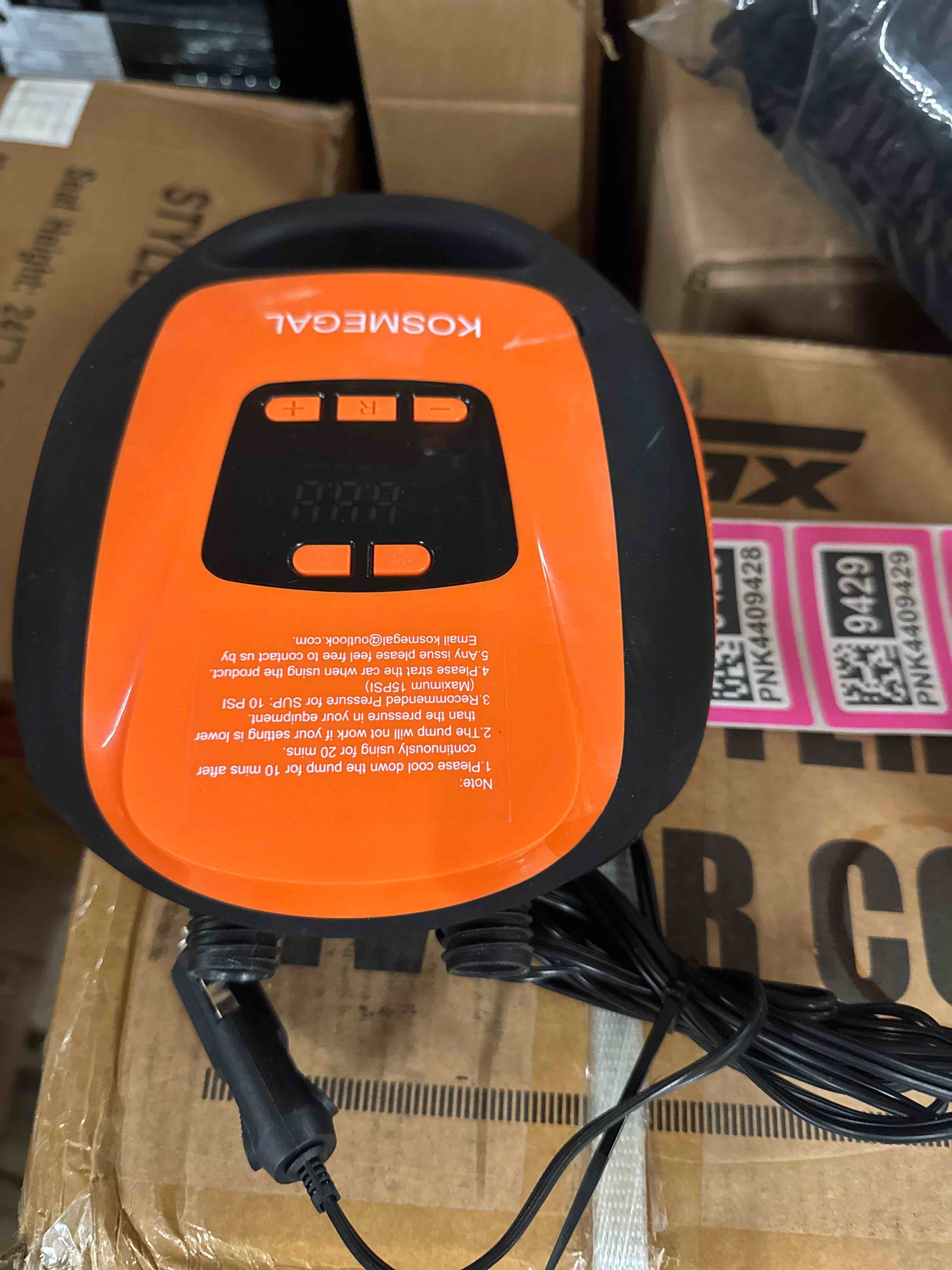 Condition photo showing Good Condition for kosmegal paddle board pump electric portable, sup pump for paddleboard, 20psi air compressor with auto-off, deflation function and 12v dc car connector for inflatables, kayaks and boats