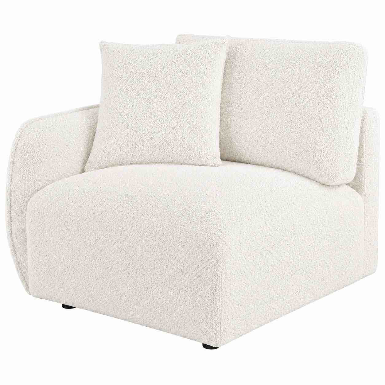 Condition photo showing New/Like New for coaster elysia boucle upholstered modular lounge sofa white boucle part of the elysia collection