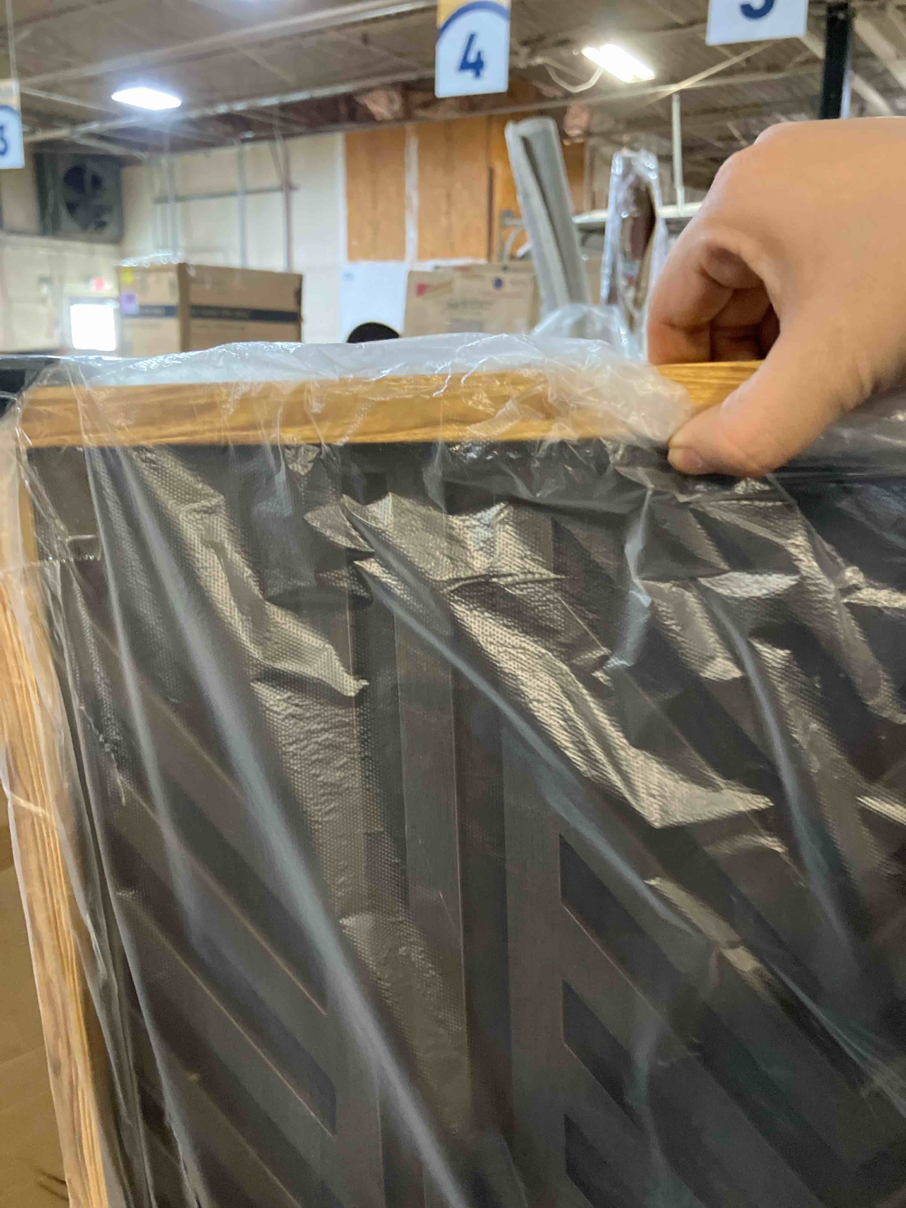 Condition photo showing New/Like New for IARTTOP Large Black Framed Wood Wall Art for Living Room Abstract Modern Wooden Wall Decor Neutral Geometric Wall Sculpture Bedroom Office 20x40 Inch