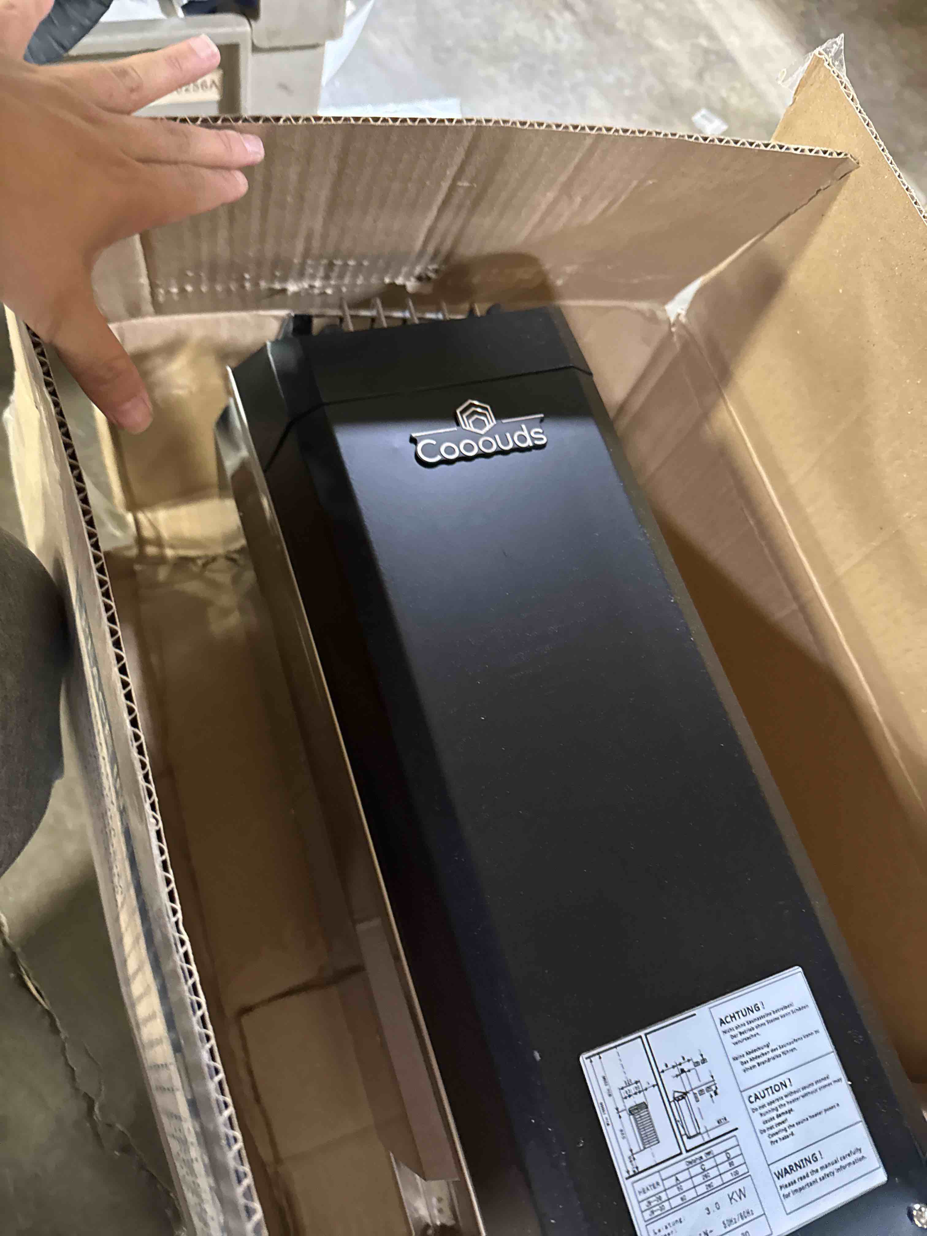 Condition photo showing Good Condition for 3KW 110V Sauna Heater with Plug in, Electric Sauna Heater, 3h Timer for Small Rooms (140 Cu.Ft.), Max. 230°F Fast Heating, No Wiring Needed